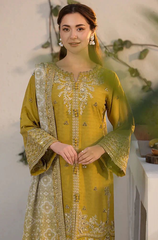 Qalamkar Hania Amir DHANK MOST DEMANDING EDITION 03PCS UNSTITCHED SUIT