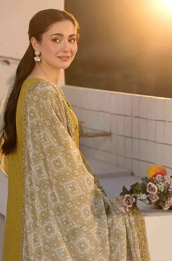 Qalamkar Hania Amir DHANK MOST DEMANDING EDITION 03PCS UNSTITCHED SUIT