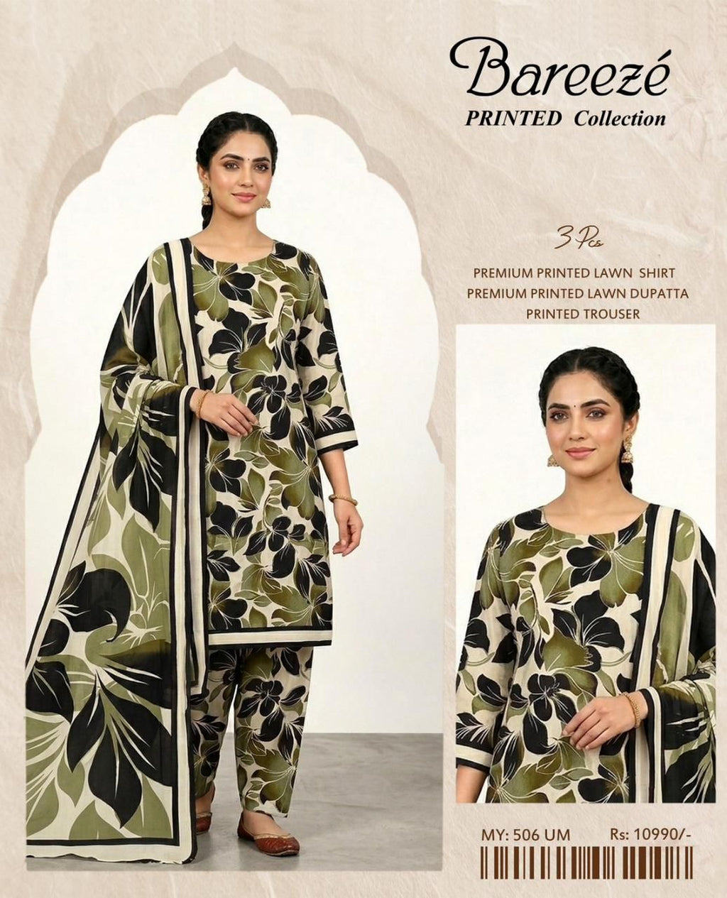 3pc Printed Lawn