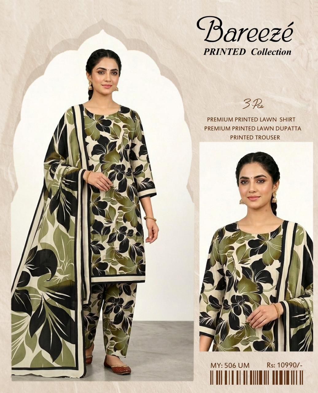3pc Printed Lawn