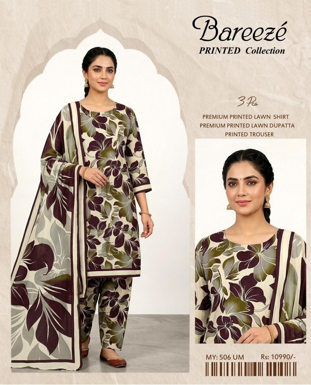 3pc Printed Lawn