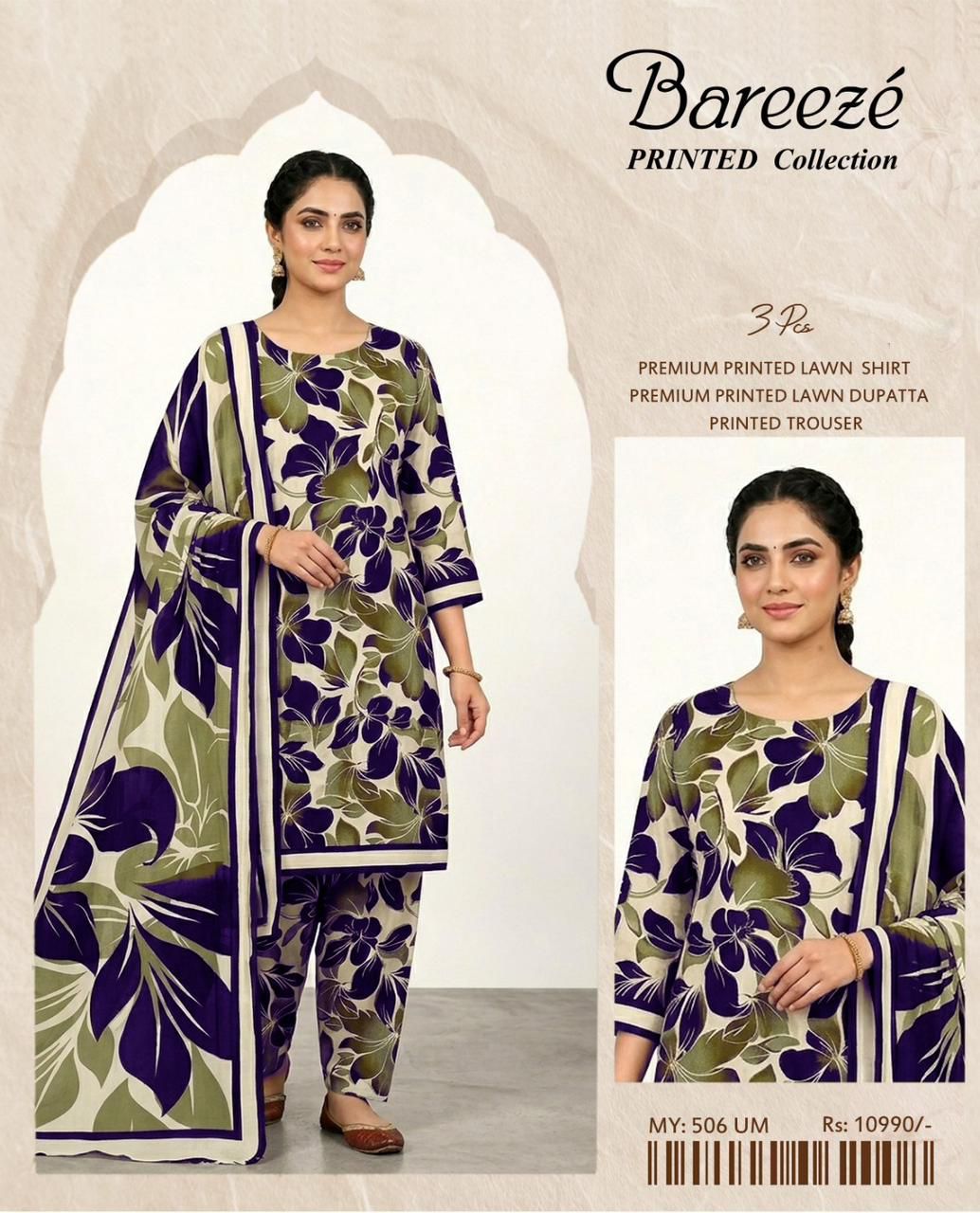 3pc Printed Lawn