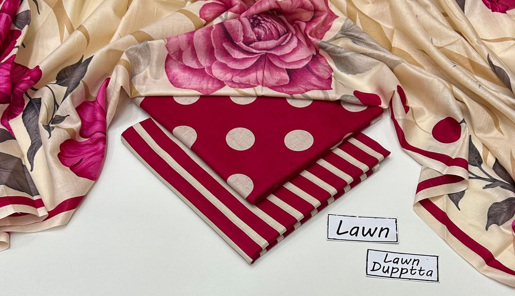 3pc Lawn printed